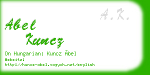 abel kuncz business card